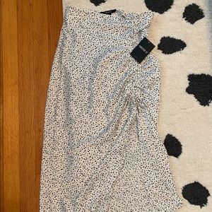 Dalmatian print midi skirt w slit